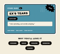 A stylized product graphic for Stank Bars Ex's Tears hand-poured balm. The card features a teal background with white and black text, including a quote and a starburst that says 'Petty!'.