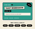 A stylized product graphic for Stank Bars 'Taint Misbehavin'' on a beige background. The main card is teal with rounded corners, black text, and a black starburst reading 'COOLING!'.