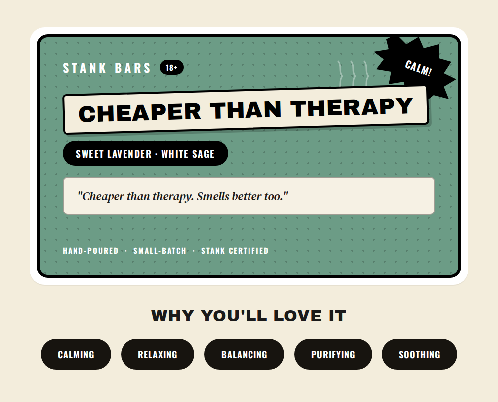 Cheaper Than Therapy - Handmade Bar Soap, Gift
